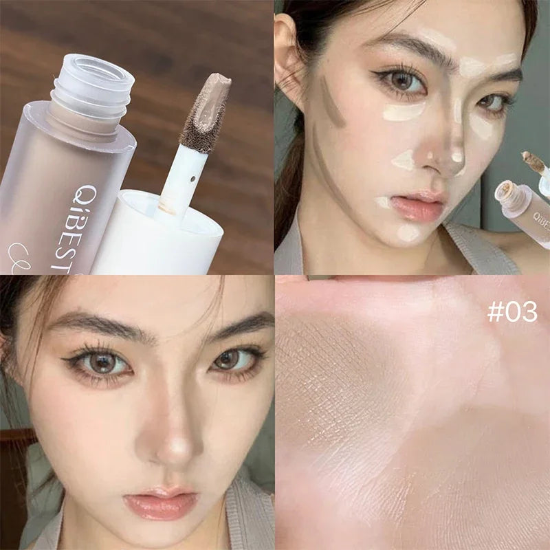QIBEST Liquid Blush Cream Smooth Velvet Matte Pink Blusher Natural Easy To Smudge Contour Highlighter Multi-purpose Cream Makeup Qme 03