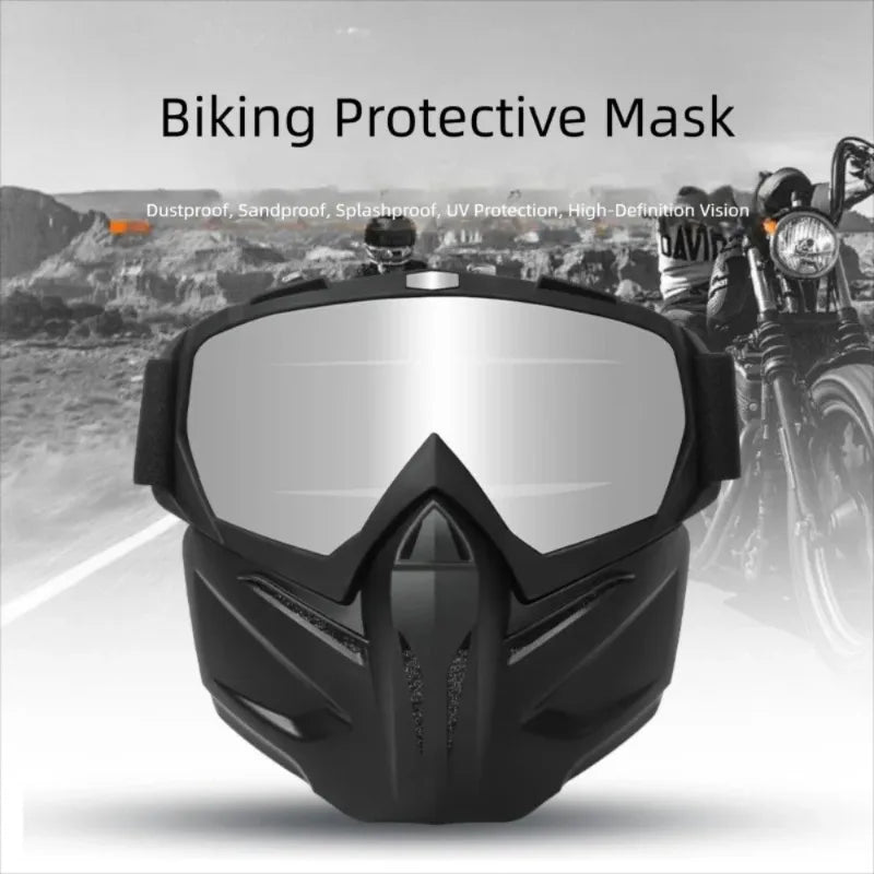 Vintage Motorcycle Helmet Mask Anti-Explosion Windproof Breathable Dustproof Riding Face Shield for Bikers Qme