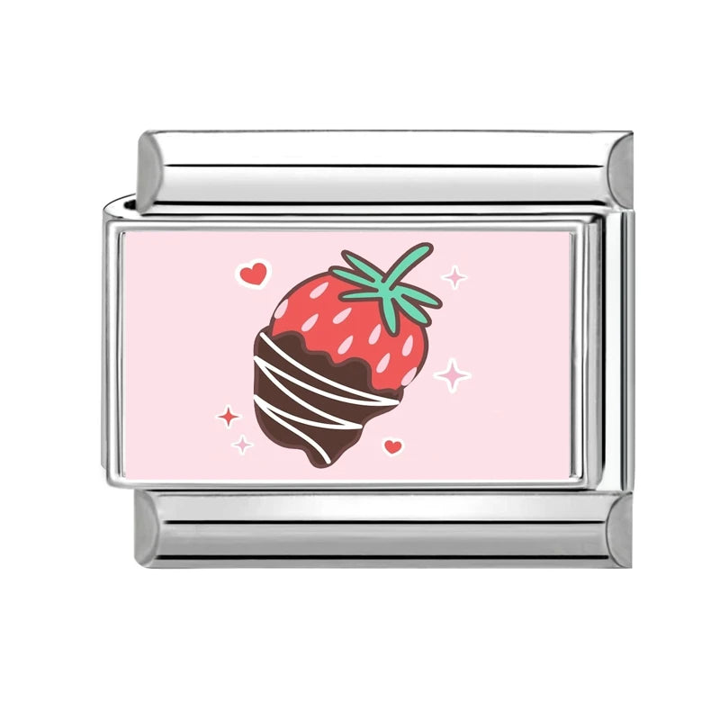 2026 Wholesale Fit 9mm Cute Pink Red Lip Yellow Stars Love Heart Italian Charm Stainless Steel Link Making DIY Jewelry Bracelets Qme Style 16