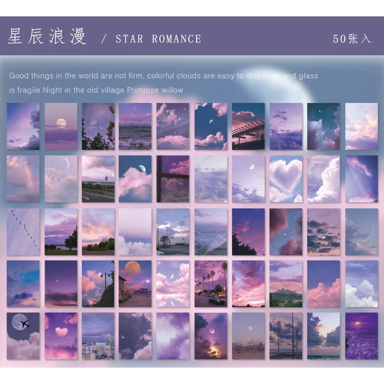 50sheets 50 Patterns Washi Paper Ins Stickers Book Aesthetic Scenery Sticker for Scrapbooking Journals Album Diary DIY Paers Qme 17