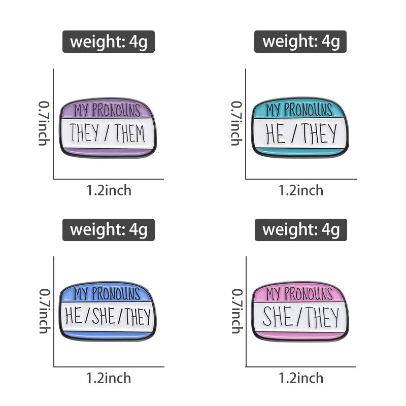 My Pronouns They Them He She Brooch Enamel Pins Funny Colorful Stripe Dialog Backpack Shirt Collar Badge Jewelry Gifts Qme