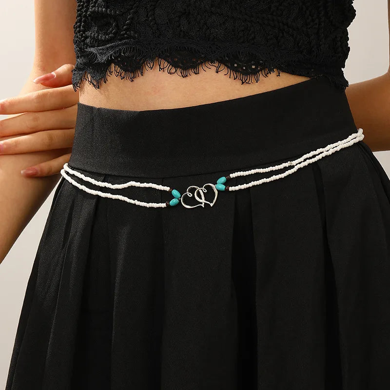 Women's Slim Decorative Waist Chain Silver Ethnic Tassel Belt Dresses
