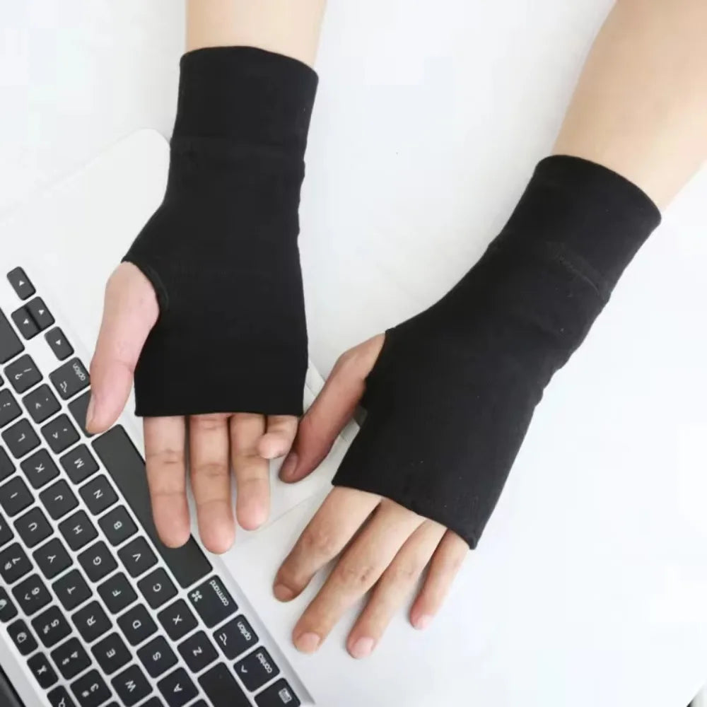Women Short Fingerless Gloves Cosplay Mitten Unisex Oversleeve Arm Qme