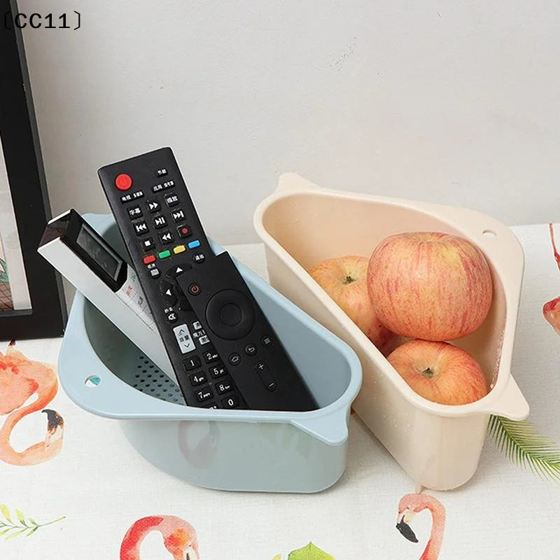Kitchen Sink Triangle Drain Basket Plastic Food Vegetables Peel Egg Qme