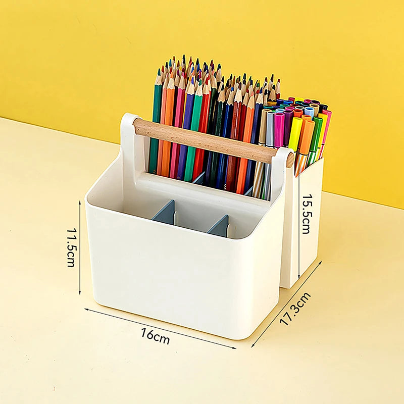 Large Capacity Multifunctional Storage Holder School Office Portable Pen Holder Storage Box Desktop Sundries Storage Basket Qme A2