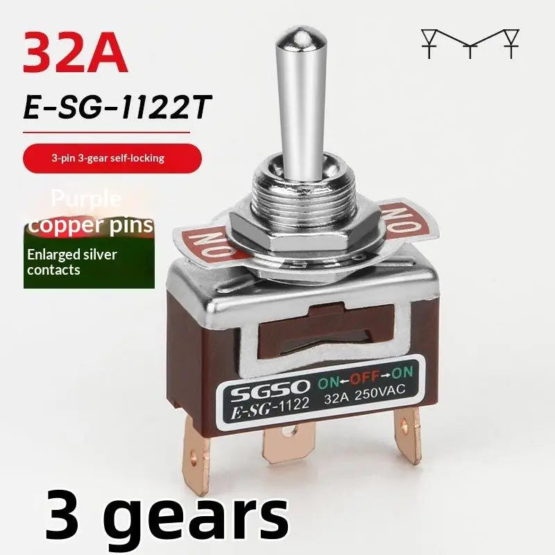 1Pcs Power Switch 2/3/4/6Pin E-SG Toggle Switch 32A 250VAC Rocker Switch With Brass Screw Foot Pin Qme 1122T 3Pin
