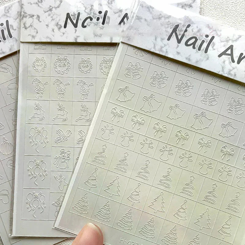 Airbrush Stencil Nails Winter Snowflake Snow Tree Christmas Decors Qme
