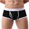 Sexy Mid Waist Breathable Pure Cotton Flat Corner Pants Solid U Convex Four Corner Underwear Briefs for Male Qme