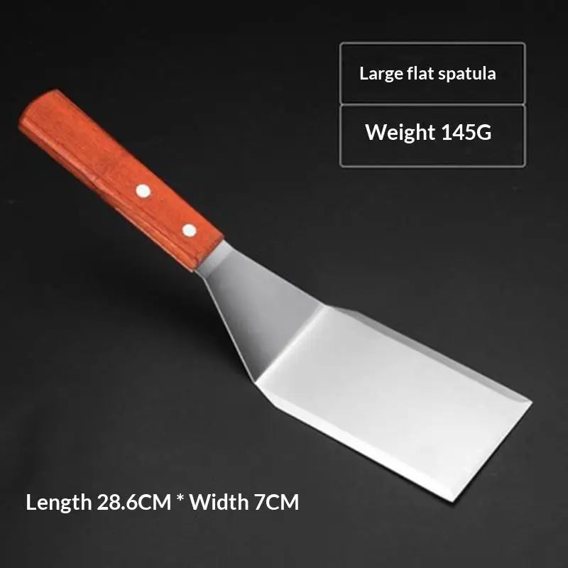 Stainless Steel Spatula Grill Scraper Non Stick Durable Barbecue Qme A4