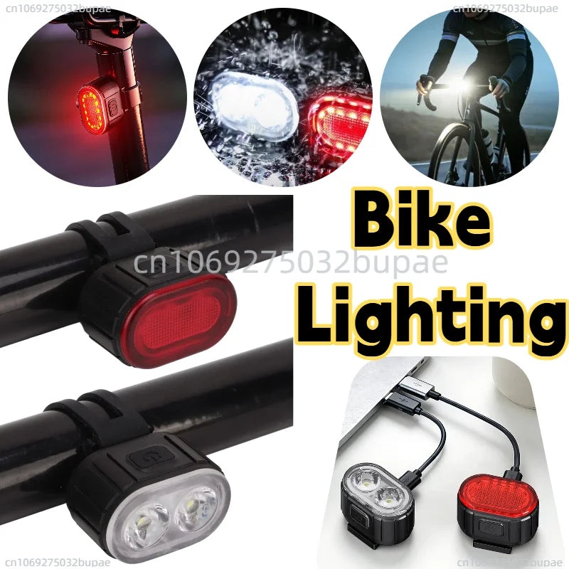 Cycling Bicycle Front Rear Light /Set Bike Defense Flashlight Stick MTB Waterproof Taillight LED Lantern Bicycle Accessories Qme