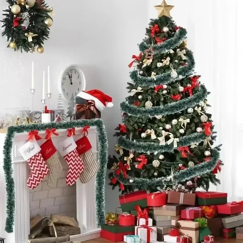 Christmas Tinsel Ribbons Green Cane Ribbon Garland Xmas Tree Hanging Pendent Xmas Ribbons Wreath Ornaments Party Home Decoration Qme