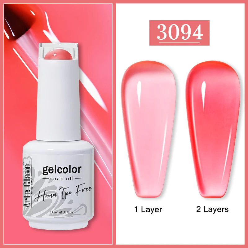 Arte Clavo Jelly Transparent Gel Nail Polish Summer Nude Pink Semi Qme