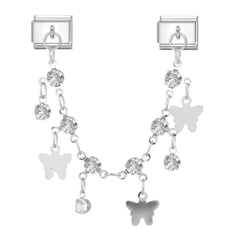 New Fashion Beautiful Personality Round Ball Stars, moon Flower Butterfly Charm Italian Links Fit 9mm Bracelet DIYMaking Jewelry Qme S 18