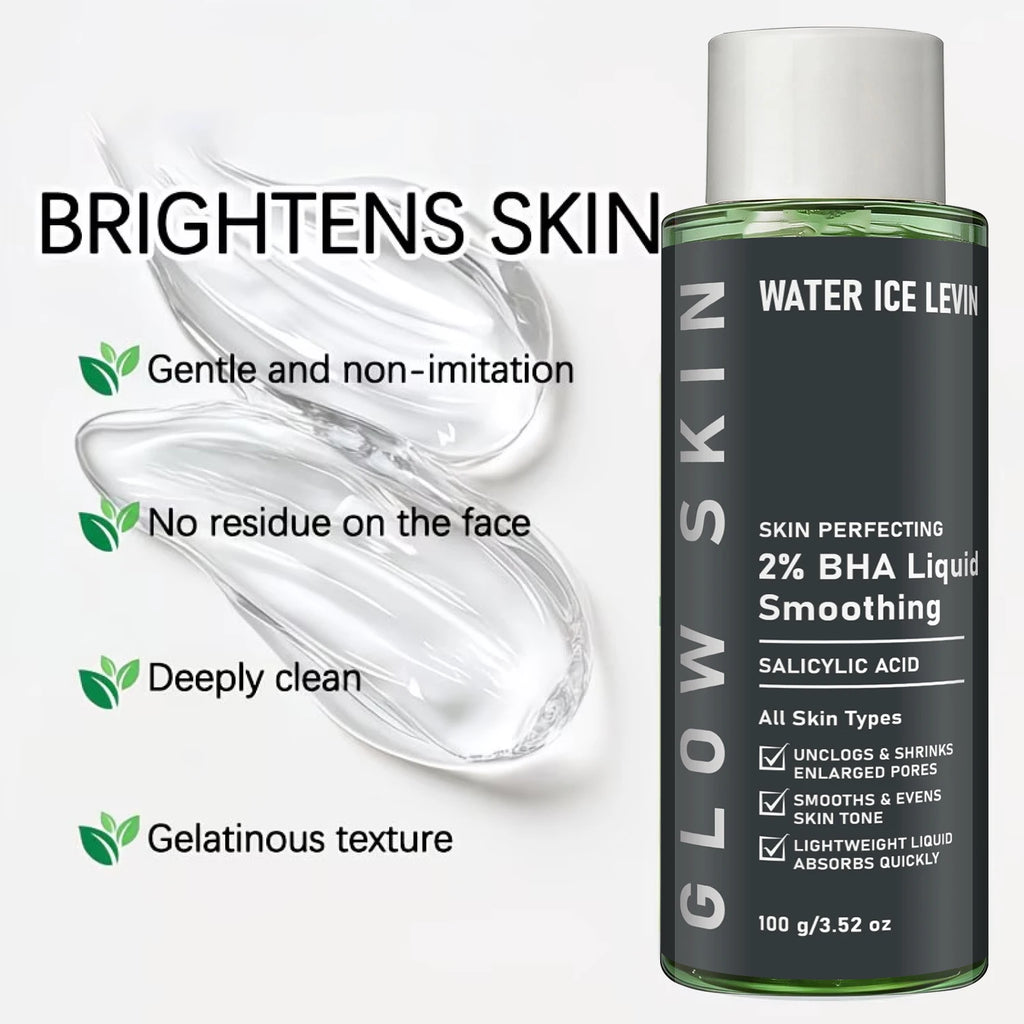 Glow Skin 2% Salicylic Acid BHA Liquid Gel, Aloe Vera Collagen Hydrating Shrink Pores Smooth Facial Care Qme