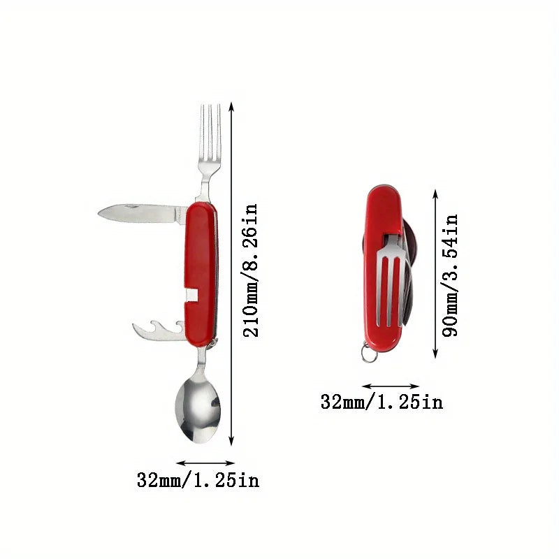 3 In 1 Folding Portable Cutlery Set Stainless Steel Spoon Fork Knife Combo Mini Compact Travel Camping Picnic Reusable Tableware Qme