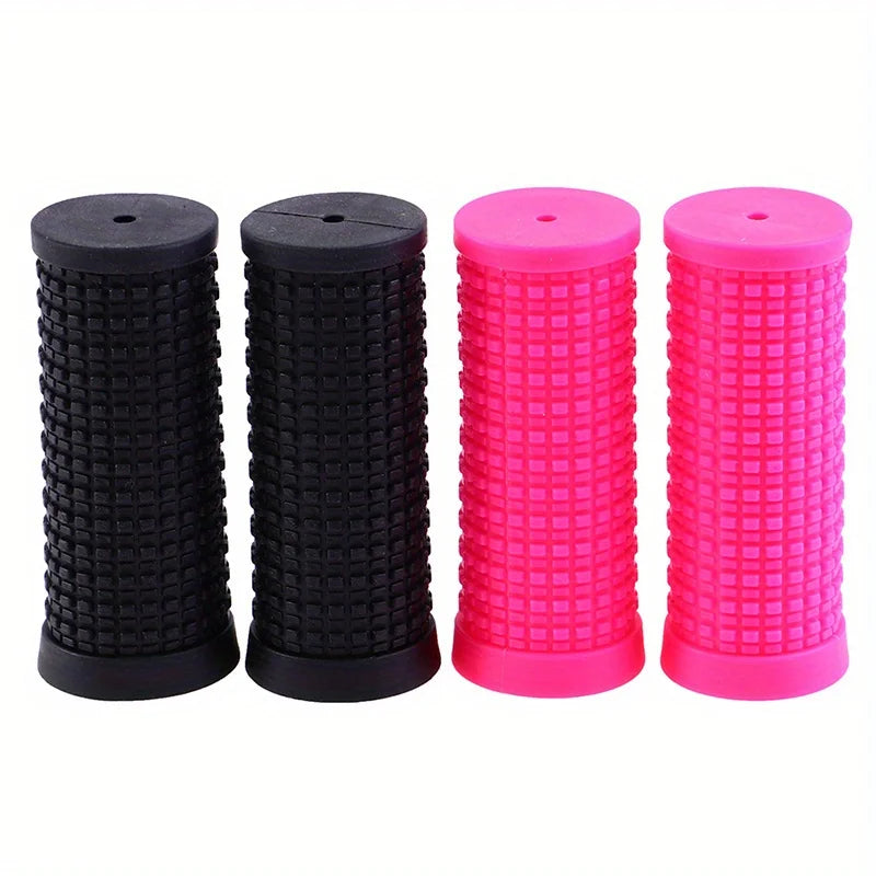 Rubber Bike Handlebar Grips Non-Slip Bicycle Scooter Handle Grip Covers Qme Black 2 Pink 2