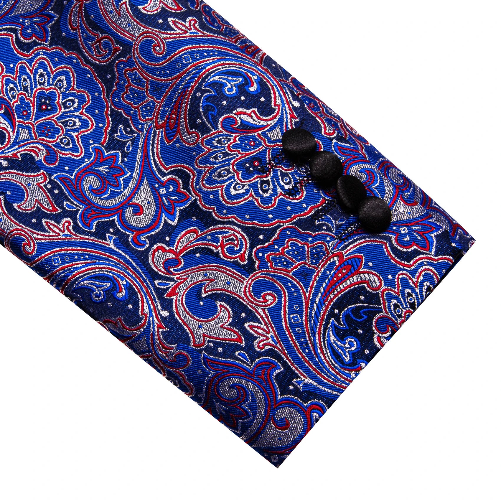 Men's Blue Red Paisley Jacquard Shawl Lapel Tuxedo Blazer Single Qme