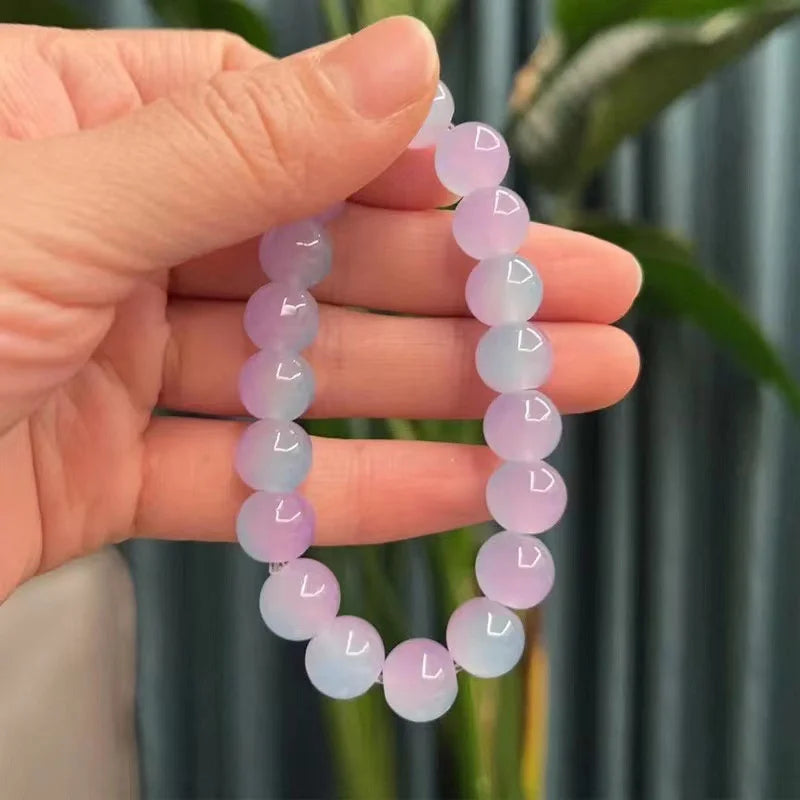 Chinese Imitation Bodhi Plate Playing Bracelet Girl Gradient Glass Bead Bracelet for Unisex Present DIY Jewelry Wholesale Qme purple 10mm