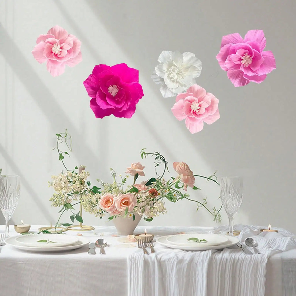 Colorful Three-dimensional Crepe Paper Flowers Wedding Celebration Qme