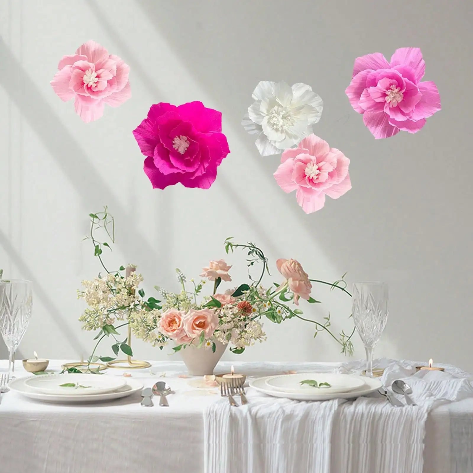 Colorful Three-dimensional Crepe Paper Flowers Wedding Celebration Qme