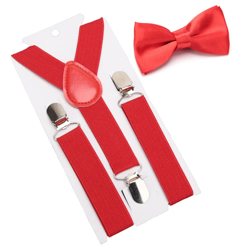 Suspenders Bowtie Kids Boy Girl Childrens Christmas Designer Qme Red