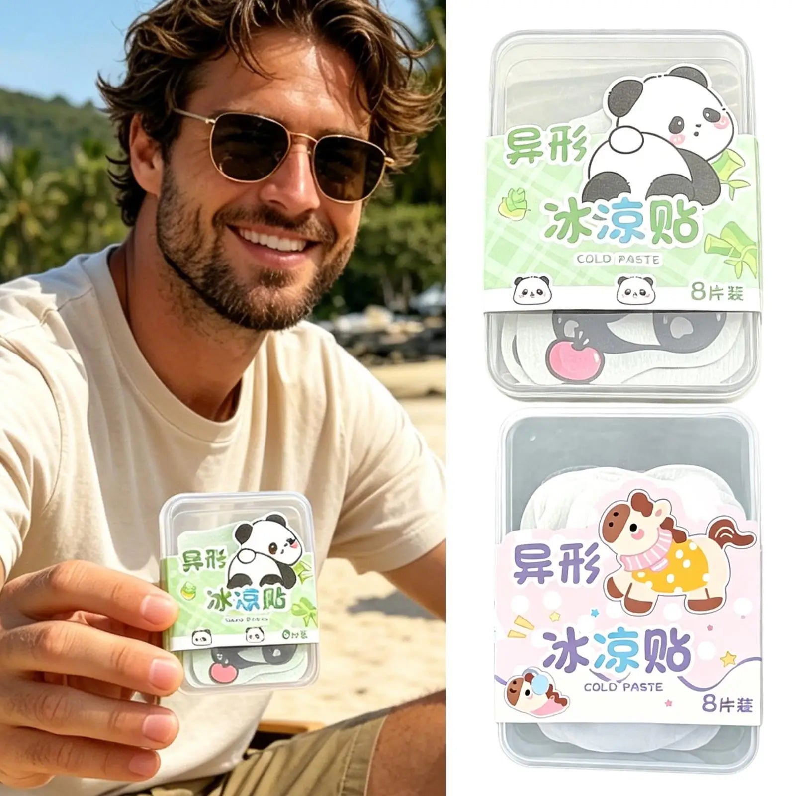 NEW Cool Patches 8-Piece Instant Summer Long Lasting Kids Ice Pack Headache Patches For Home Office Outdoor Travel Sports Hiking Qme