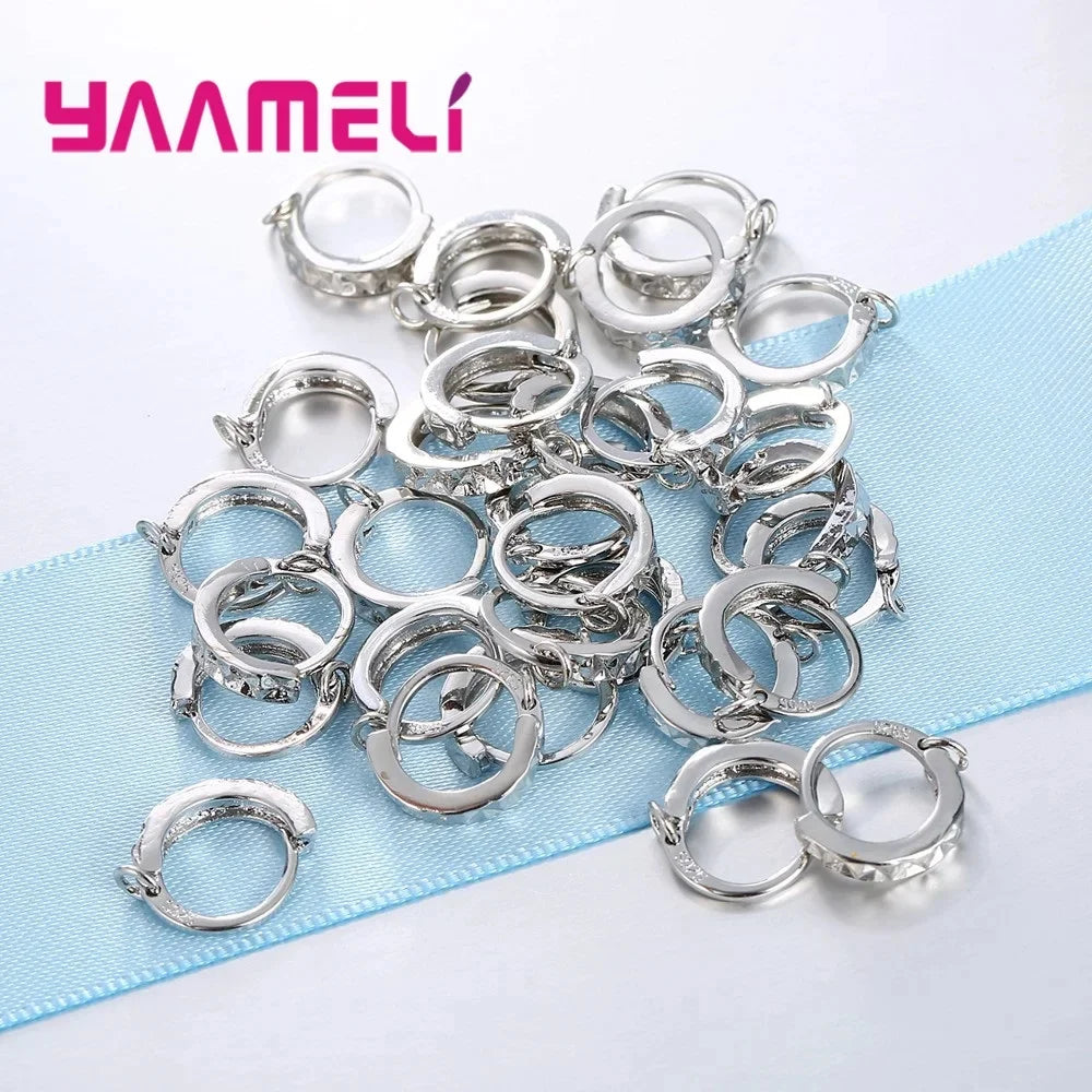 20PCS Genuine 925 Sterling Silver Color Girls Women Hoop Earrings DIY Components Jewelry Findings for Handmade Qme