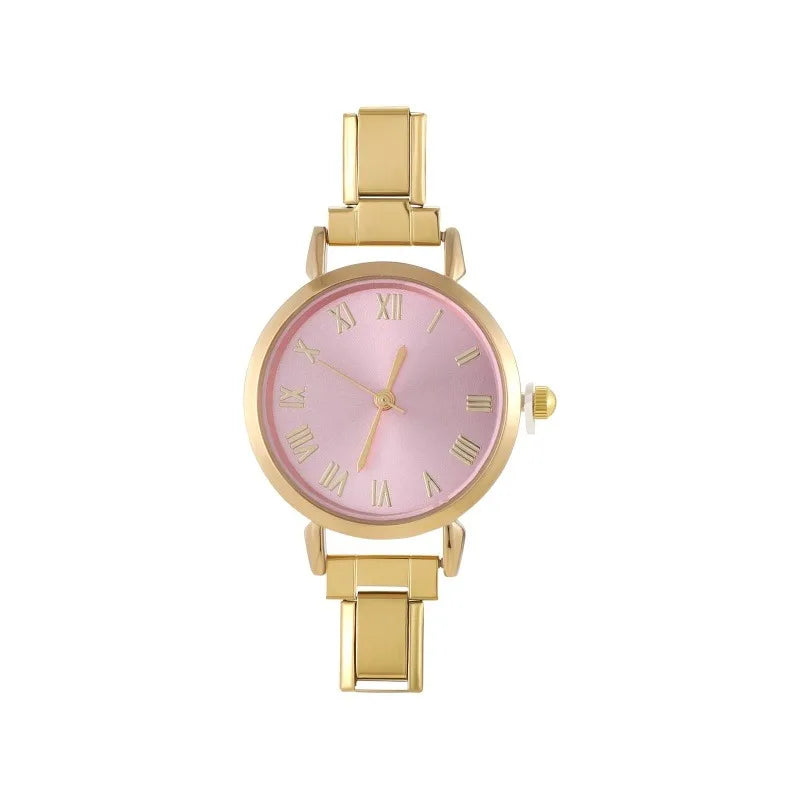 2026 Golden Round Watch Gift Watch Men Women 9MM Width Italian Elastic Charm Stainless Watch Header Linker Bracelets Jewelry DIY Qme S 1