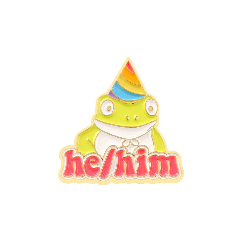 My Pronouns Enamel Pins Cats Butterfly He Him She Her They Them Brooches Lapel Metal Badges Fashion Jewelry Gifts Drop Shipping Qme style 14