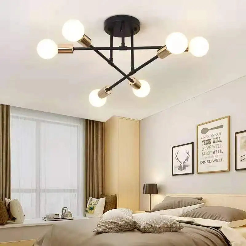 Nordic Minimalist Pendant Light Ceiling Lamp LED Chandelier Suitable for Bedrooms Living Rooms Black Gold Lighting Decoration Qme