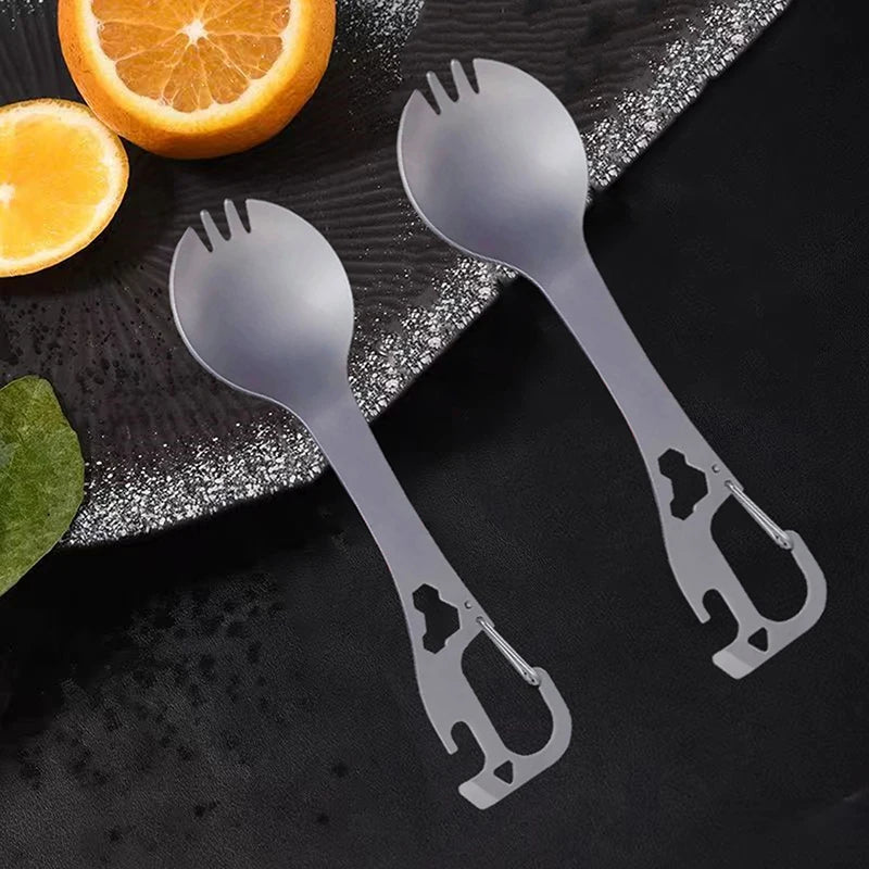 Portable Stainless Fork Spoon Cutlery 1 Utility Spork Multifunctional Qme