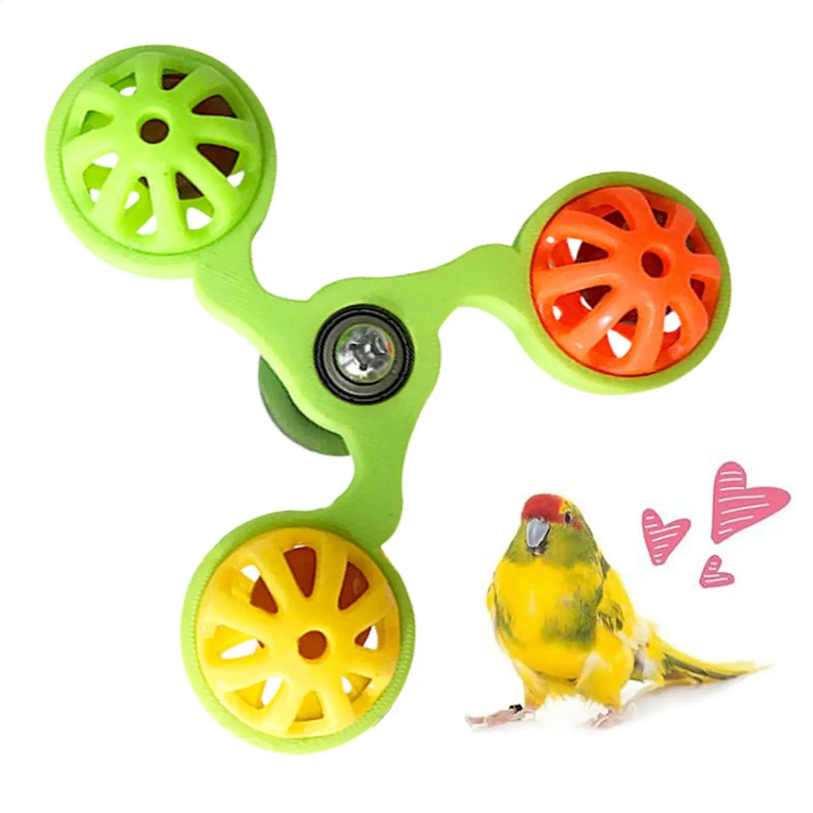 Bird Toys Fun Rotating Windmill with 3 Bells Bird Cage Toys for Parakeet Conure Cockatiel Lovebird Enrichment Play Chewing Qme