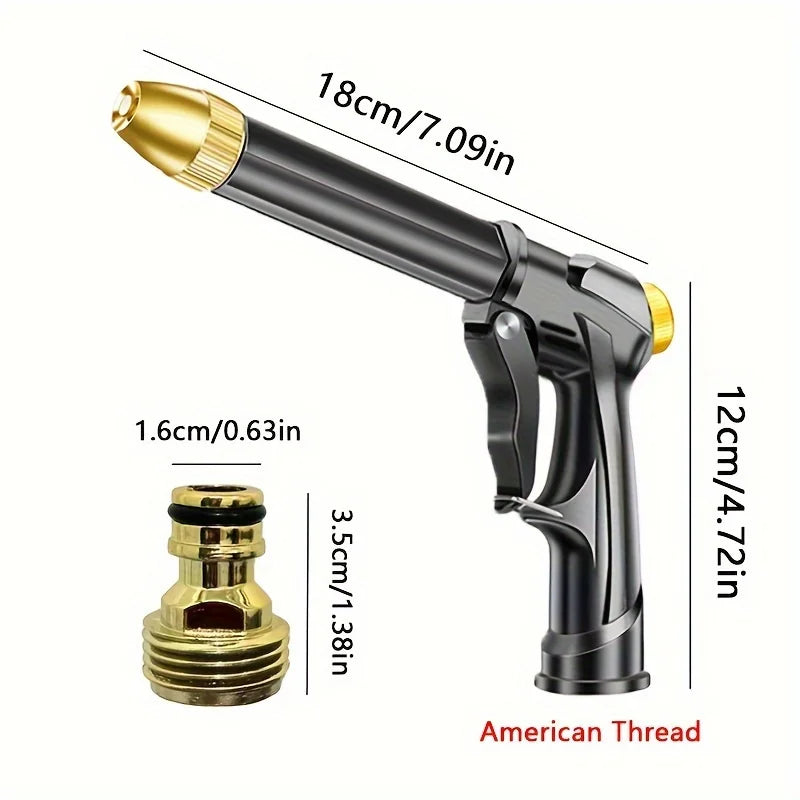 1pc High-Pressure Car Washing Water Gun, Plastic Gun Body, Garden Shower, Multifunction Watering Tool, Powerful Cleaning Qme black