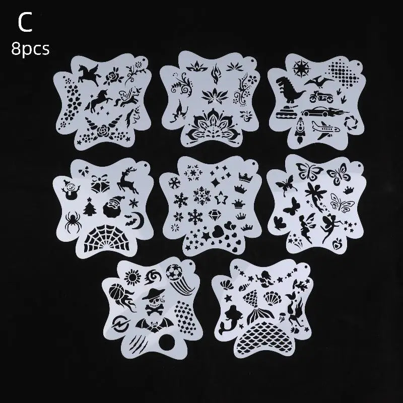 Face Paint Stencils Professional Body Art Templates Parties Makeup Qme 8Pcs C