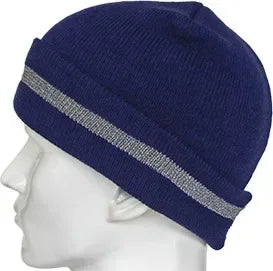 Casual Autumn Winter Warm Caps for Women and Men, Unisex Luminous Outdoor Cycling Ski Knitted Hats with Reflective Stripe Qme Azul tibetano