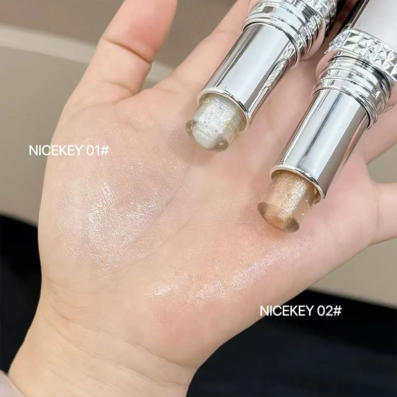 NICEKEY Silver Diamond Lipstick Moisturizing Lips Makeup Pearlescent Transparent Lip Balm Long Lasting Shimmer Lipstick Cosmetic Qme