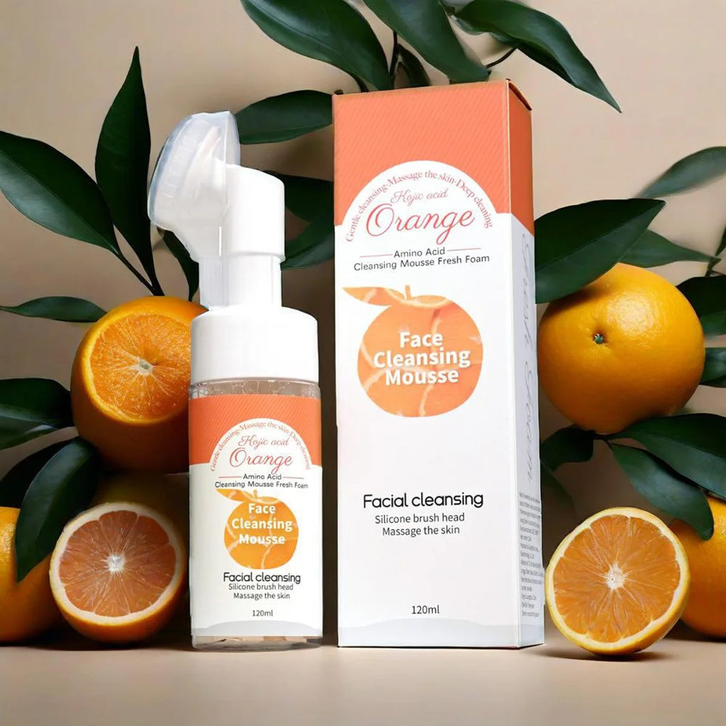Vc Orange Cleansing Mousse Silicone Soft Brush Head Cleanses Face Qme