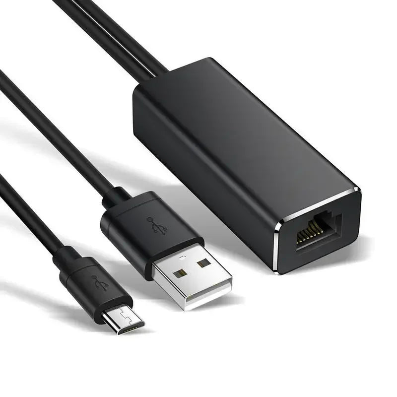 10/100 Mbps USB Ethernet Adapter for Chromecast Micro USB2.0 To RJ45 for Fire TV/Google Chromecast TV Stick USB Network Card Qme