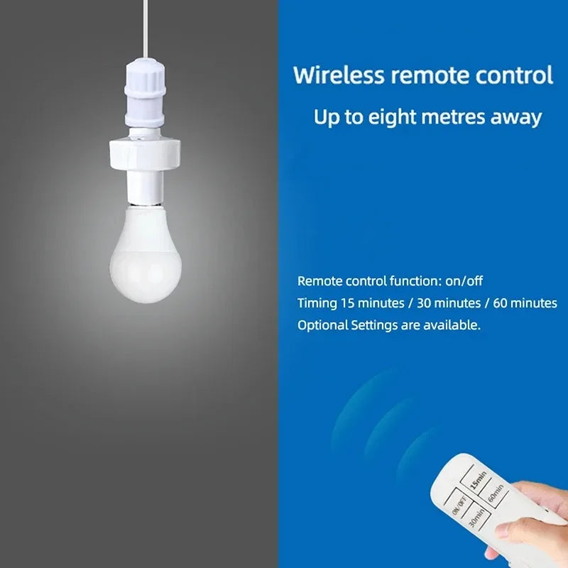 Wireless Remote Control Smart Timer Switch E27 Lamp Holder 110V 220V House Multi Light Switch Baby Room Bedroom Timer Switch Qme