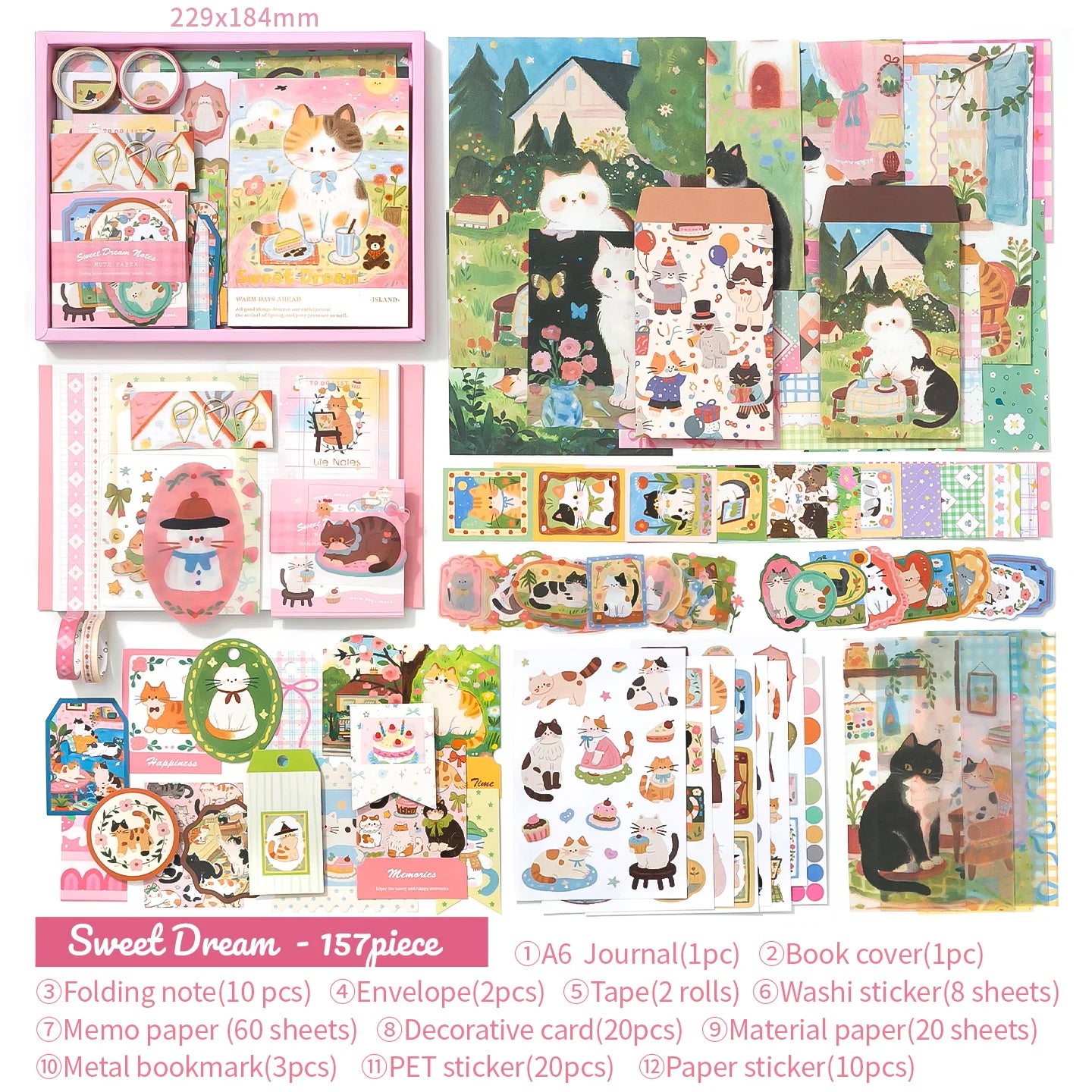 TIANZI Cute Gift Boxes Handbooks School Student Reward Small Gifts Children's Stationery Set Scrapbooking Supplies Qme A
