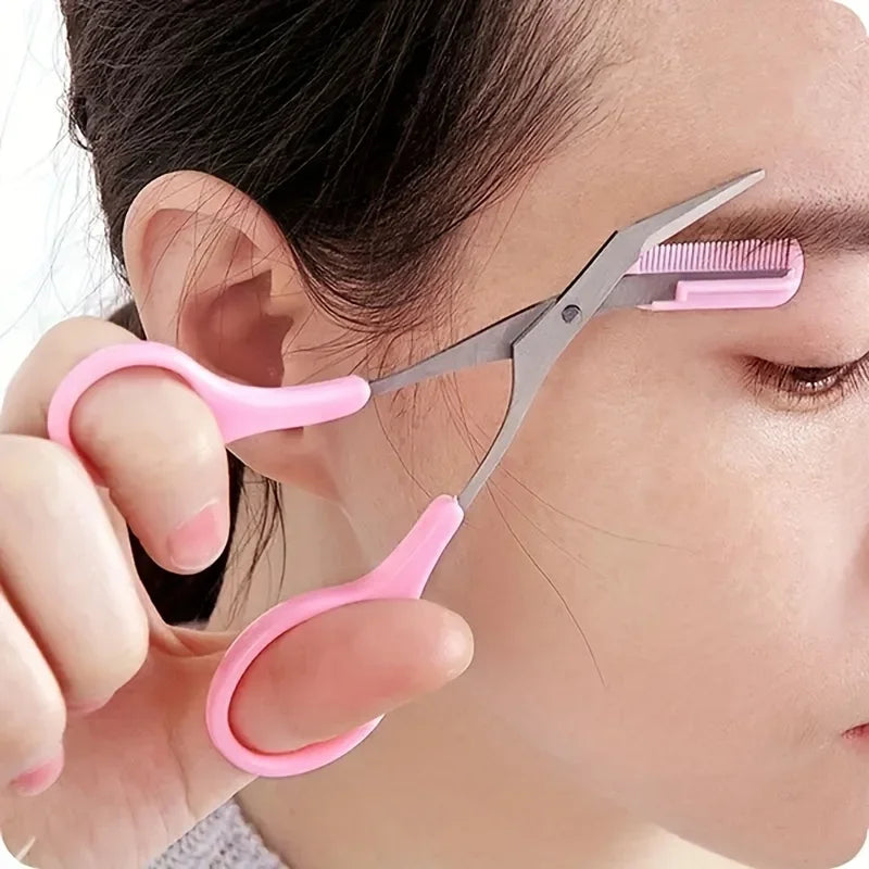 Eyebrow Trimmer Scissor With Comb Lady Woman Men Hair Removal Grooming Shaping Stainless Steel Eyebrow Remover Makeup Tool Qme
