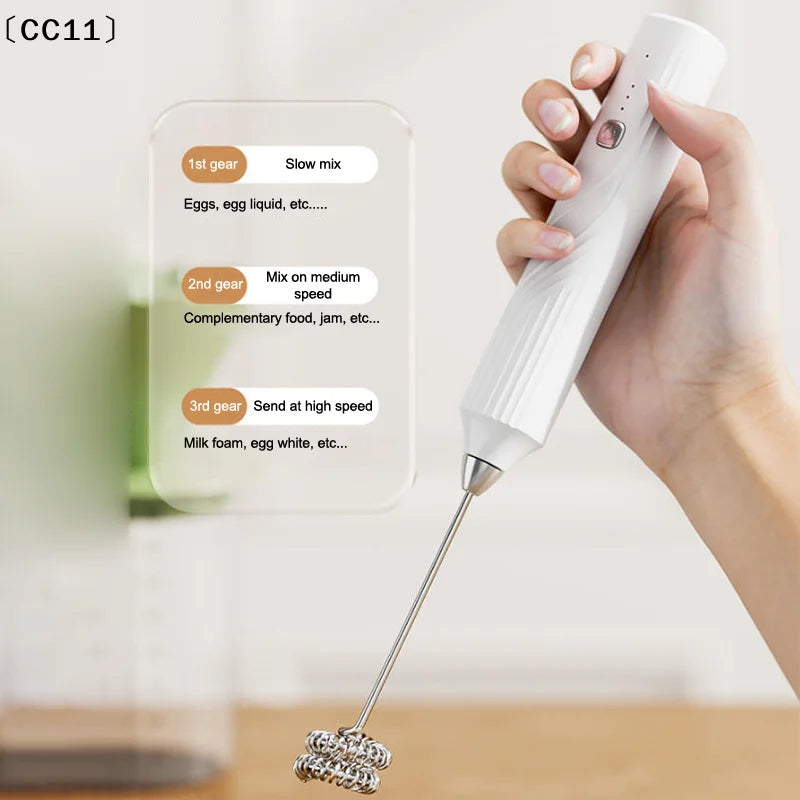 Electric Coffee Milk Foaming Mixer Creamer Whisk Handheld Egg Beater Qme