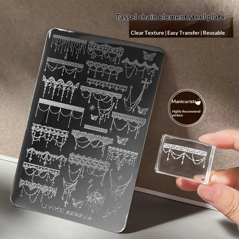 Tassel Chain Nail Art Print Template 1 Sheet 14 5x9 Durable Stamping Qme