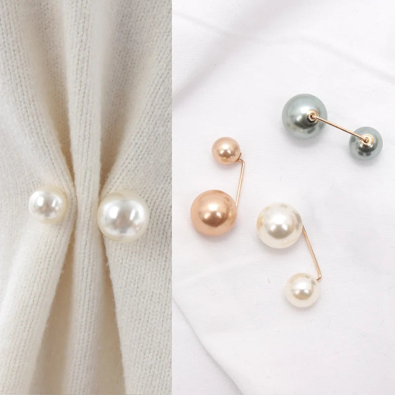 Double Pearl Brooch Pins Anti-fade Exquisite Elegant Brooches Women Qme