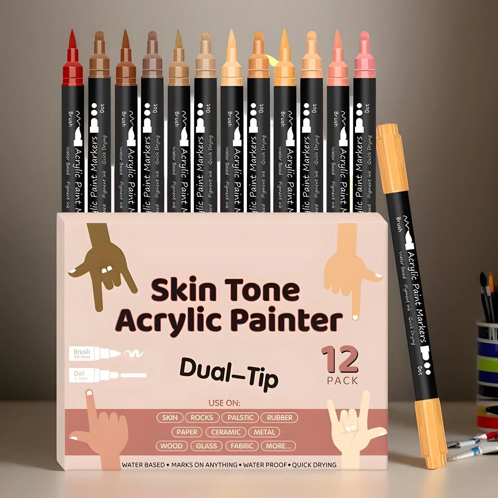 Nail Arts Graffiti Pen Body Painting Graffiti Skin Color Water-based Pen Dot Flower Hook Line Waterproof Acrylic Pigment Pen Qme