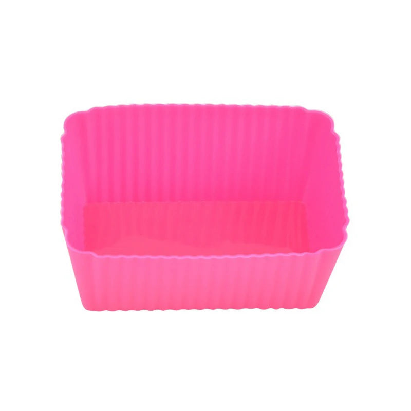 CC115 Silicone Cake Mold Rectang Muffin Cupcake Baking Molds Reusable Qme Rose red