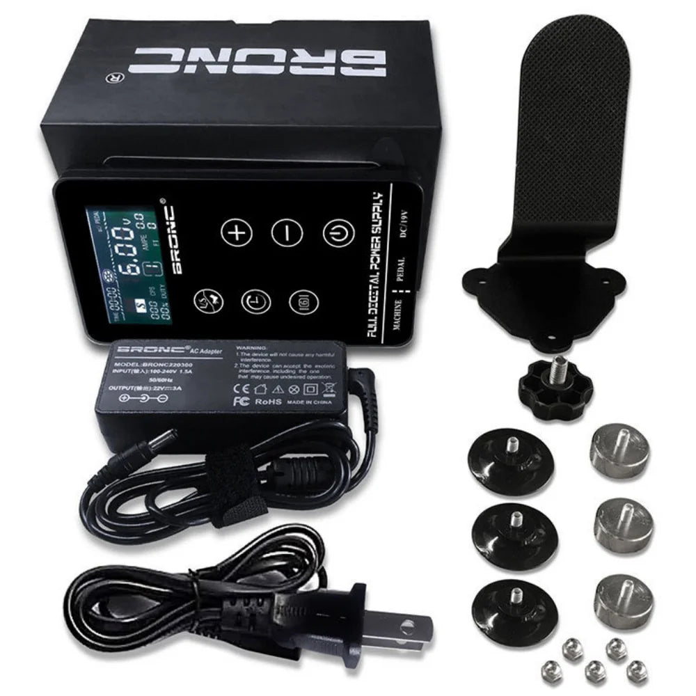 HUMMINGBIRD BRONC UPGRADE Tattoo Power Supply Touch Screen Intelligent Digital LCD Makeup Dual Set Qme US Power Cable