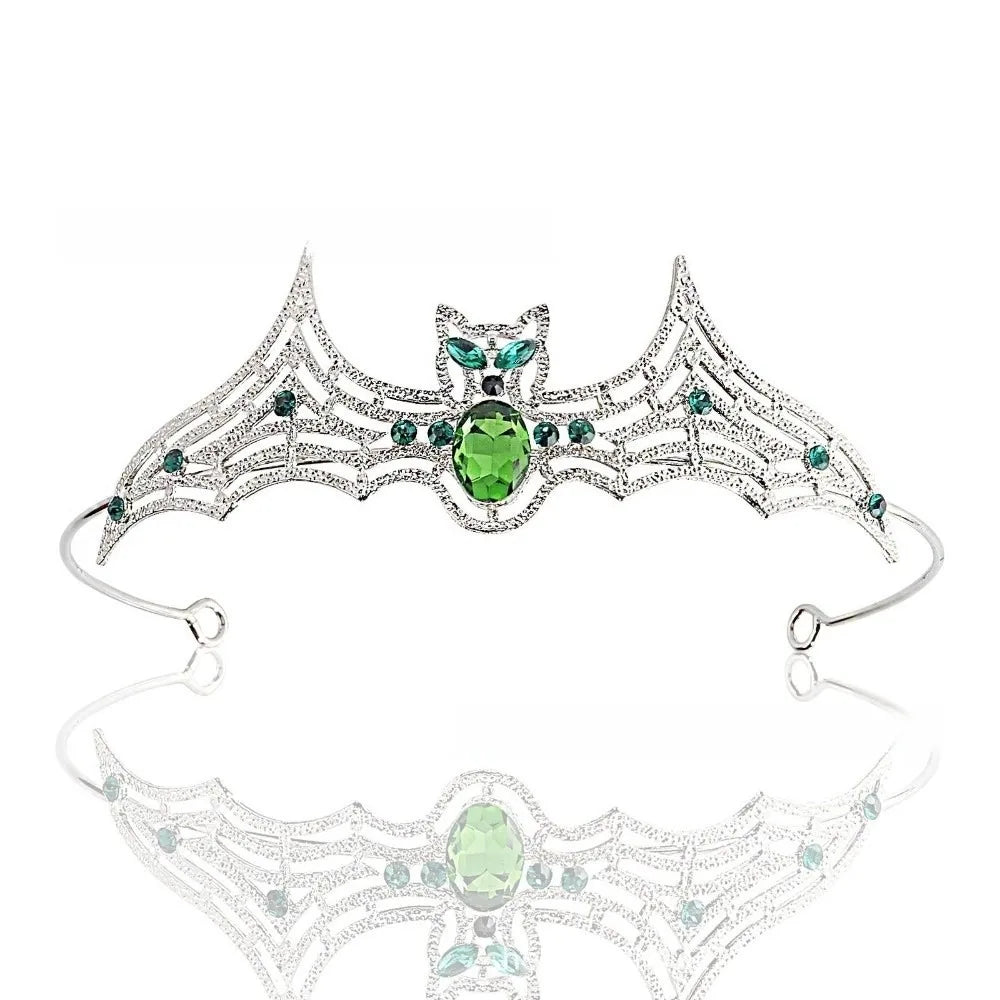 Simple Metal Halloween Bat Hairband Sparkling Multicolor Rhinestone Crowns Cosplay Props Dark Halloween Tiara Ladies Qme Style 6