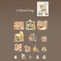 Sticker Pack 15 Sheets/Bag Bookstore Reading Cat Scrapbook Stationery DIY Journal Phone Case Notebook Decoration Qme 6