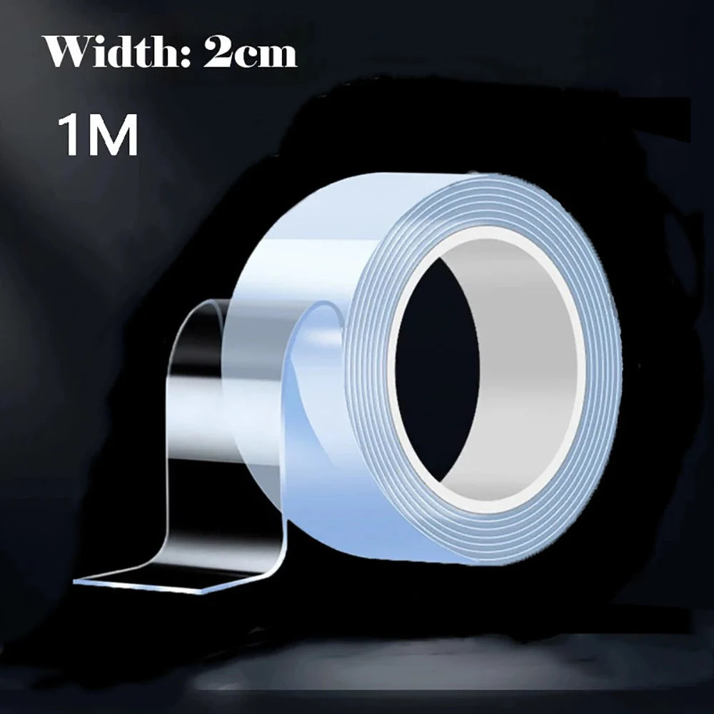 Nano Double Sided Adhesive Tape Extra Strong Glue Double Sided Masking Tape Waterproof Traceless Strip Household Reusable Tape Qme 0.02x1M